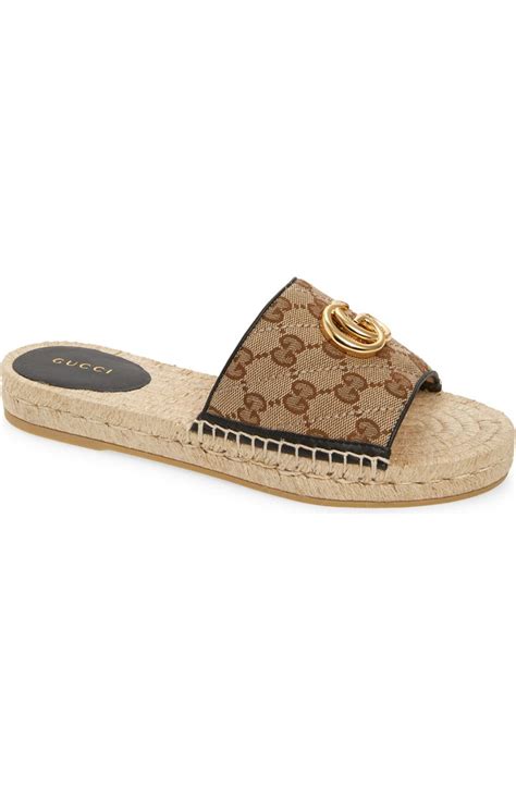 Gucci Pilar Original GG Canvas Espadrille Slide 